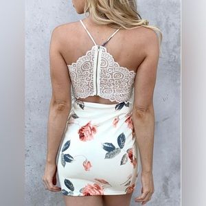 Floral Lace Splicing Bodycon Dress